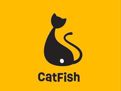 Cat Fish Logo animal cat catfish clever dual meaning fish logo pet
