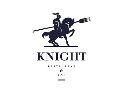 Knight Food animal clever dual meaning food fork horse illustration knight logo restaurant