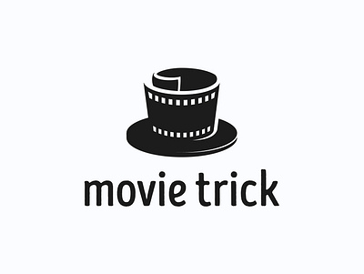 Movie Trick cinema clever director dual meaning editing film hat illustration logo magic movie trick