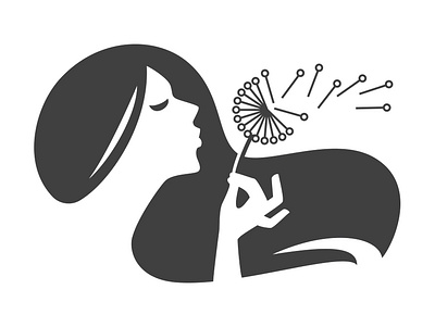 Woman Dandelion beauty clever dandelion flower girl lady logo negative space negative space logo park spa summer treatment woman