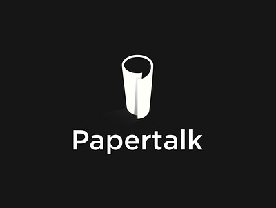 Papertalk chat clever dual meaning logo negative space logo paper talk