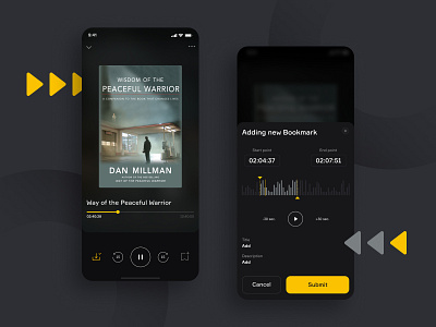 Paperless Audiobooks application audio bookmark books concept ecommerce flow interaction interface ios iphone listening mobile player product design store streaming timeline ui ux