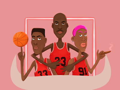 Gods of bulls 2d adobe photoshop basketball characters digital art illustration men nft procreate red