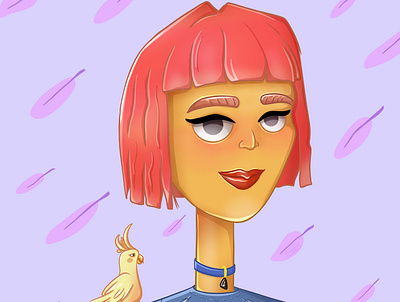 Parrot queen 2d branding character design female girl illustration nft procreate stickers