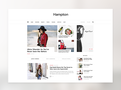 Hampton - Magazine beauty celebrity clean elegant fashion instagram lifestyle magazine news personal storytelling timeless