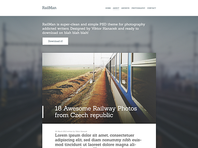 RailMan. blog blur clean design flat photo sanchez simple site web webdesign website