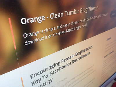 Orange PSD Theme is Tumblr Theme right now! blog blur clean creativemarket download minimalist opensans orange psd site template theme tumblr web webdesign website