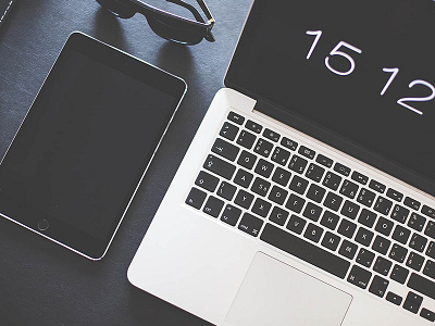 iPad Tablet and MacBook Laptop Workspace from Above FREE Photo