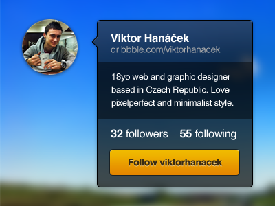 Dribbble profile info? Just for practice.