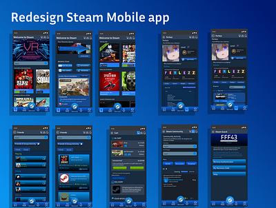 Redesign Steam Mobile App Version adobe photoshop app design figma mobile app redesign ui ux
