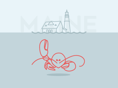 Lobster Wave hello lighthouse line art lobster maine ocean