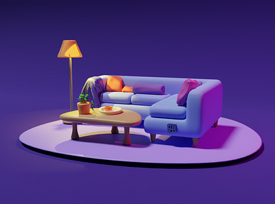 3D miniature furniture Design animation graphic design illustration interior design low poly minimalistic