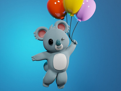 3D koala mascot- Commission work 3d character art artist blender character design custom mascot logo mascot