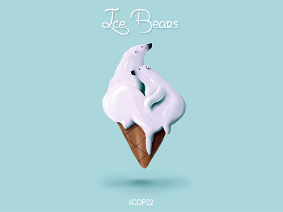 Ice Bears bear digital painting ice cream illustration poster