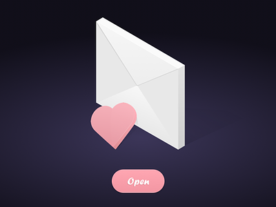 Love Letter email envelope heart illustration isometric ui