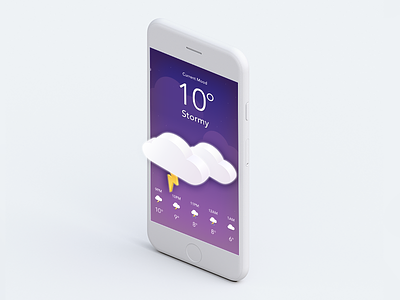 Tonight's mood - Weather App app illustration illustrator ios isometric photoshop sketch ui weather