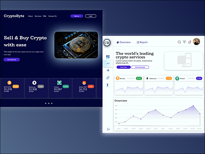 CryptoByte-Home Page and Dashboard of Crypto site blockchain crypto ux website design