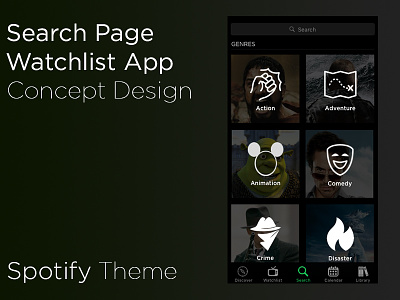 Search Page - Concept Design design library movies spotify tv watchlist