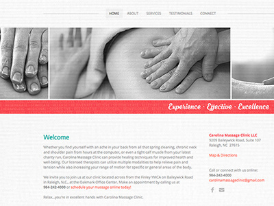 Carolina Massage Clinic Website Homepage