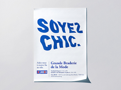 Soyez Chic aides blue braderie charity event flag poster typography
