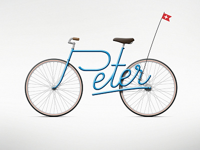 Peter bicycle bike blue calligraphy custom customized lettering personalized swiss type typography write a bike