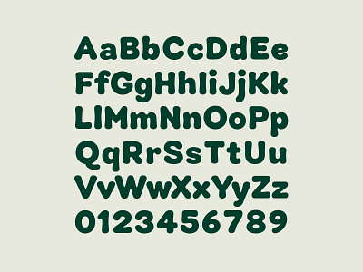 Soft Type alphabet flared font green numerals rounded soft typeface