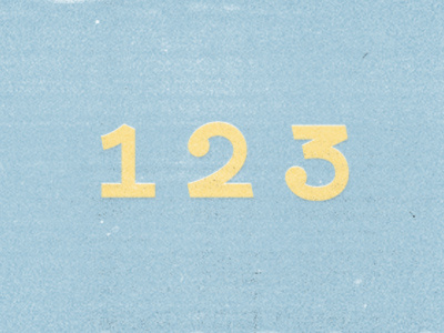 123 blue color lettering numerals texture type yellow