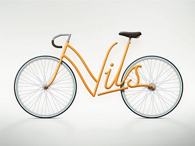 Nils bicycle bike calligraphy lettering nils orange personalisation type write a bike