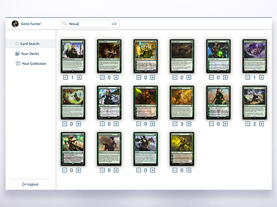 MTG - Personal Collection clean dashboard ui ux webdesign