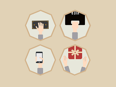 Icons brown flat gift hand icons illustration iphone money polygon simple