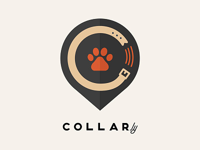 Collar.ly cat check collar dog flat illustration logo marker pet