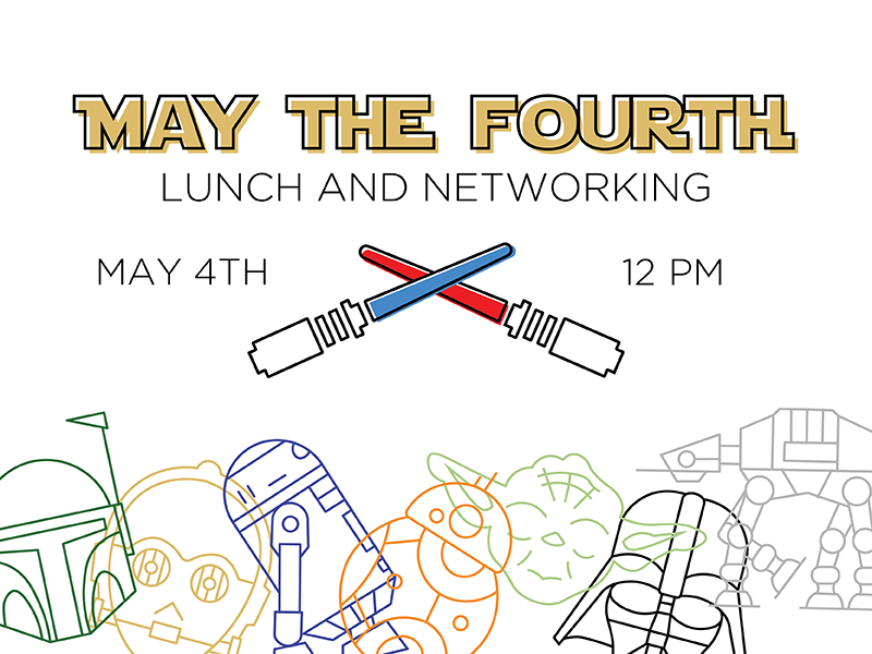 May the Fourth Event Branding illustration lunch networking light saber may the fourth event branding star wars