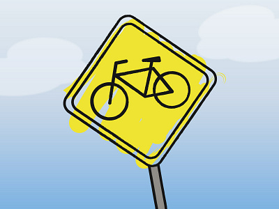 Rules Of The Road bike biking blue illustration law sign sky street sign yellow yield