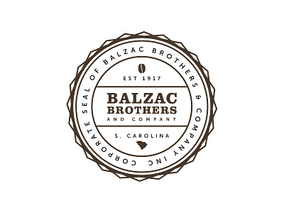 Balzac Brothers Corporate Seal bean charleston coffee corporate seal logo mark sc seal south carolina