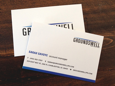 Groundswell Business Cards black blue business cards clean minimal moo public relations white