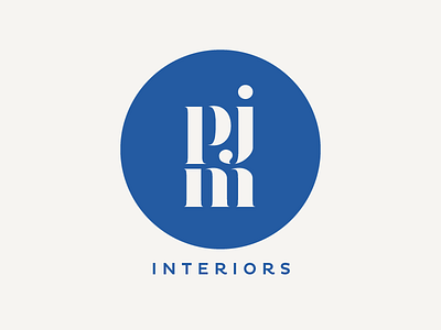 PJM Interiors blue bold brand circle interior design interiors logo retro serif