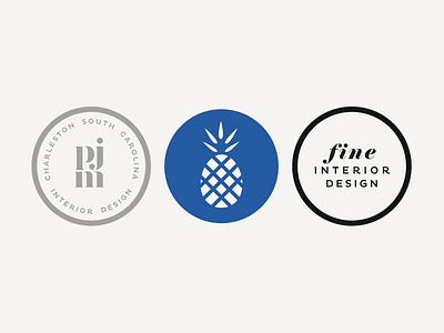 PJM Interiors - submarks blue branding circle interior design interiors logo outline pineapple submarks tagline