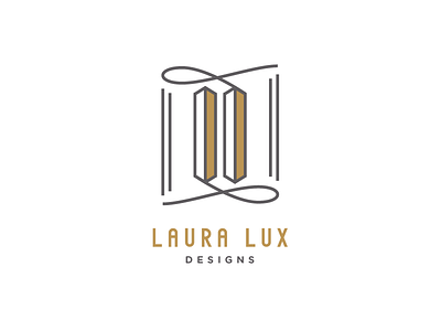 Laura Lux black gold l logo mark monogram thick lines white