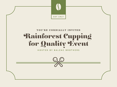 Rainforest Cupping For Quality Invite balzac bros coffee earthtones green invite rainforest cupping