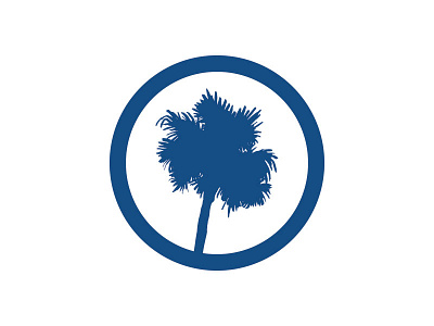 Palmetto Silhouette blue circle landscape logo mark palm palmetto silhouette south carolina