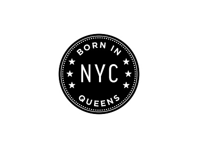 Born In Queens Seal black new york nyc queens round seal stars white