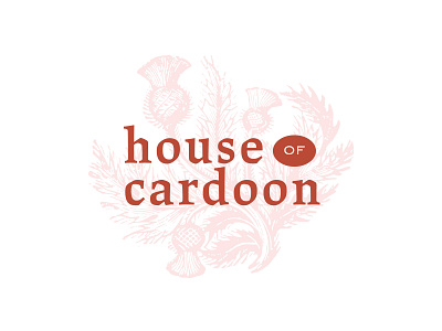 House of Cardoon 2 artichoke cardoon drawing etching logo logodesign logodesigner pink red serif thistle