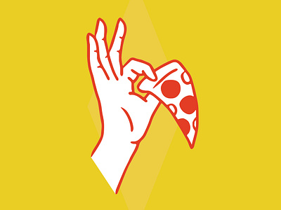 Have a Slice Day drawing hand handdrawn illo illustration pepperoni pizza pizza slice red yellow