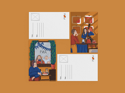 Postcards for a small cafe branding design graphic design ill illustration