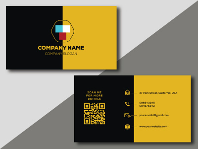 Black Yellow Corporate Business Card app branding business card design flyer graphic design illustration logo typography ui ux vector