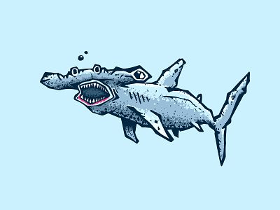Great Hammerhead animal creature diving fish hammerhead illustration jaws ocean predators sea sealife shark sharks vector vector art vector illustration vectorart vectors water waves