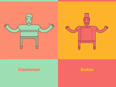 Bakers & Customers 3 animation baker burak beceren character design colorful customer flat graphic design mistikseftali