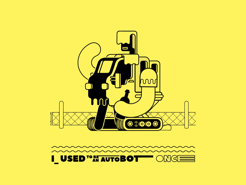 I Used to be... 2d animation autobot burak beceren character design flat graphic design illustration robot tank transformers walk