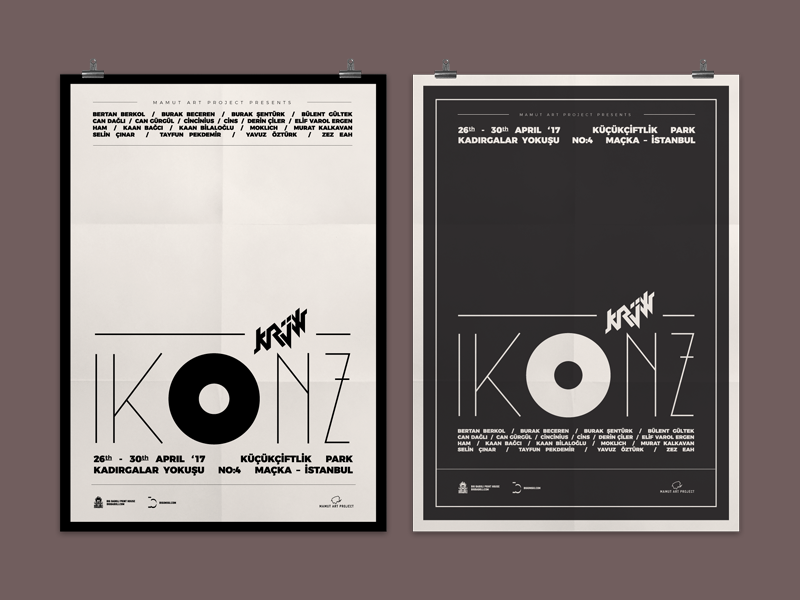 Posters of Ikonz by Krüw typography cool clean communication visual branding poster graphic design vector exhibition ikonz