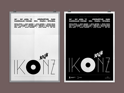 Posters of Ikonz by Krüw branding clean communication cool exhibition graphic design ikonz poster typography vector visual